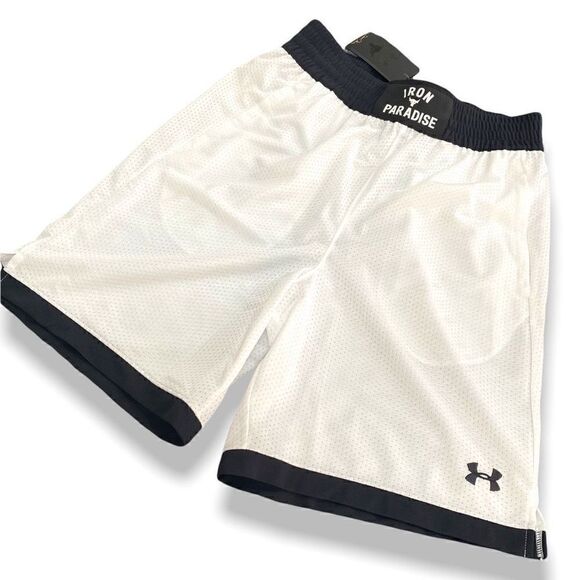 Under Armour UA Project Rock Iron Paradise Mesh Shorts White 1361618-100 size M - Picture 1 of 7